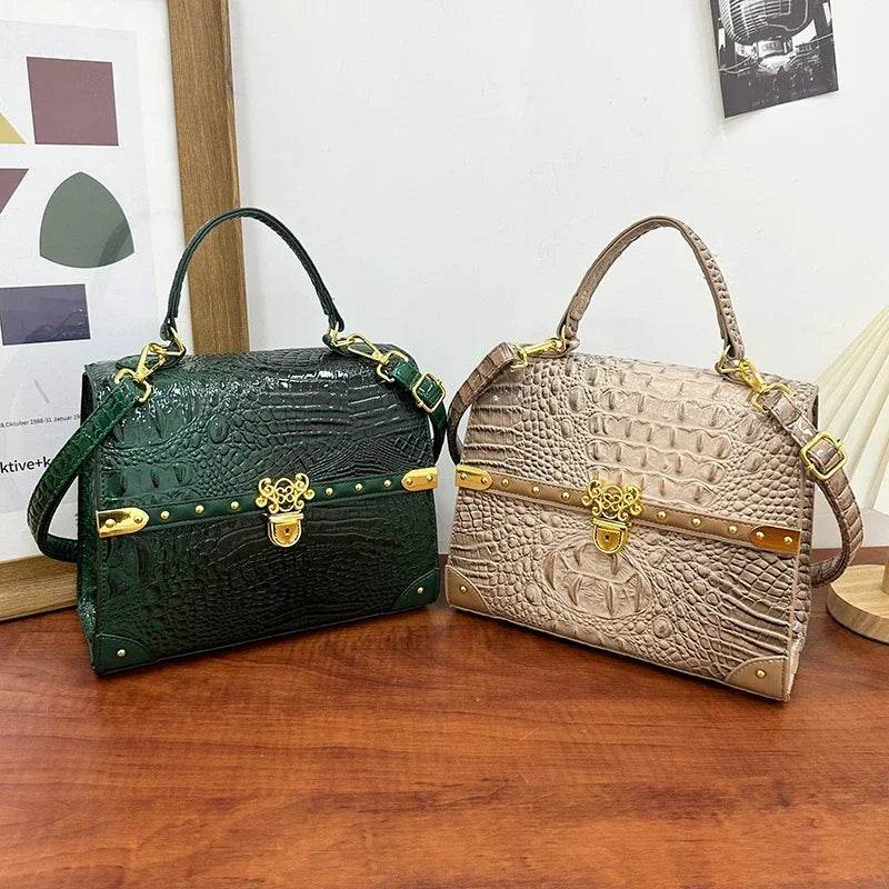 Designer Women Crocodile Pattern Crossbody Bag - Dressect
