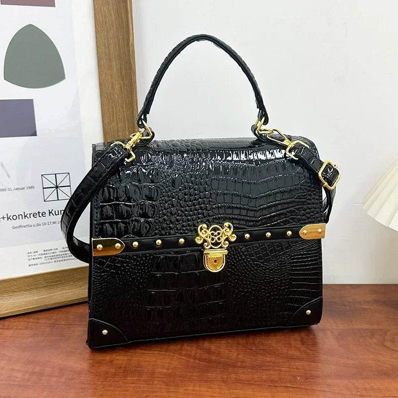 Designer Women Crocodile Pattern Crossbody Bag - Dressect