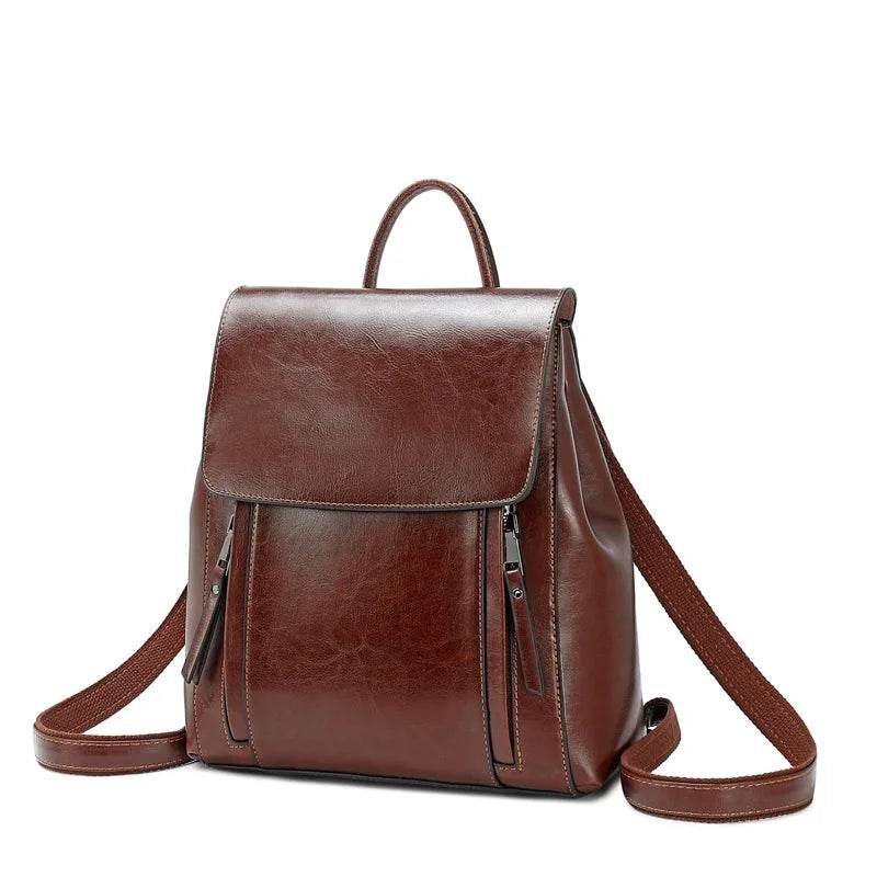 Women Backpack Cross body Shoulder Bag Genuine Leather Female Natural Skin Book Laptop Rucksack Messenger Bags - Dressect