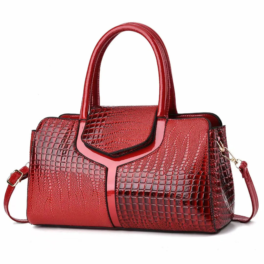 Fashionable Classic Retro Shoulder Bag Large Capacity Crocodile Pattern Crossbody Bag Minimalist Tote Bag