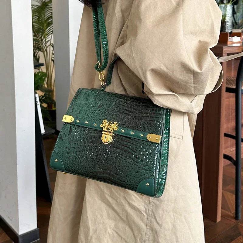 Designer Women Crocodile Pattern Crossbody Bag - Dressect