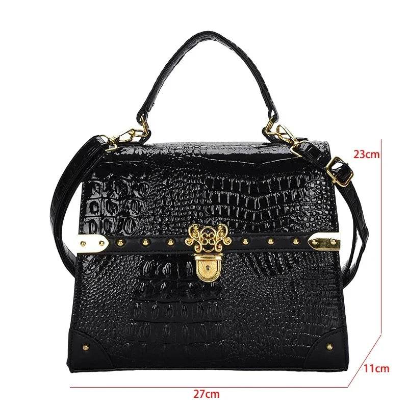 Designer Women Crocodile Pattern Crossbody Bag - Dressect