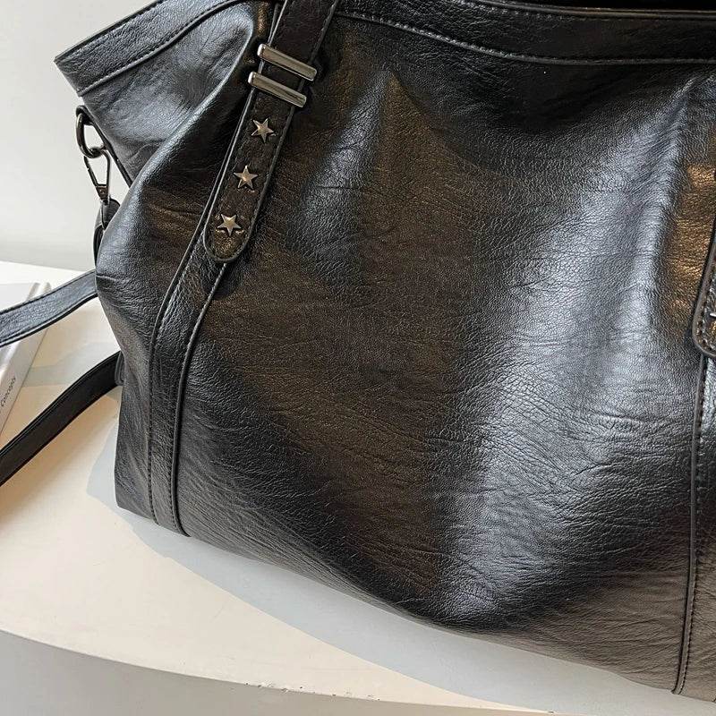MOODS Large Sized Tote Bags For Women Soft PU Leather Pure Color Large Capacity Shopper Shoulder Crossbody Bag Quality Handbags - Dressect