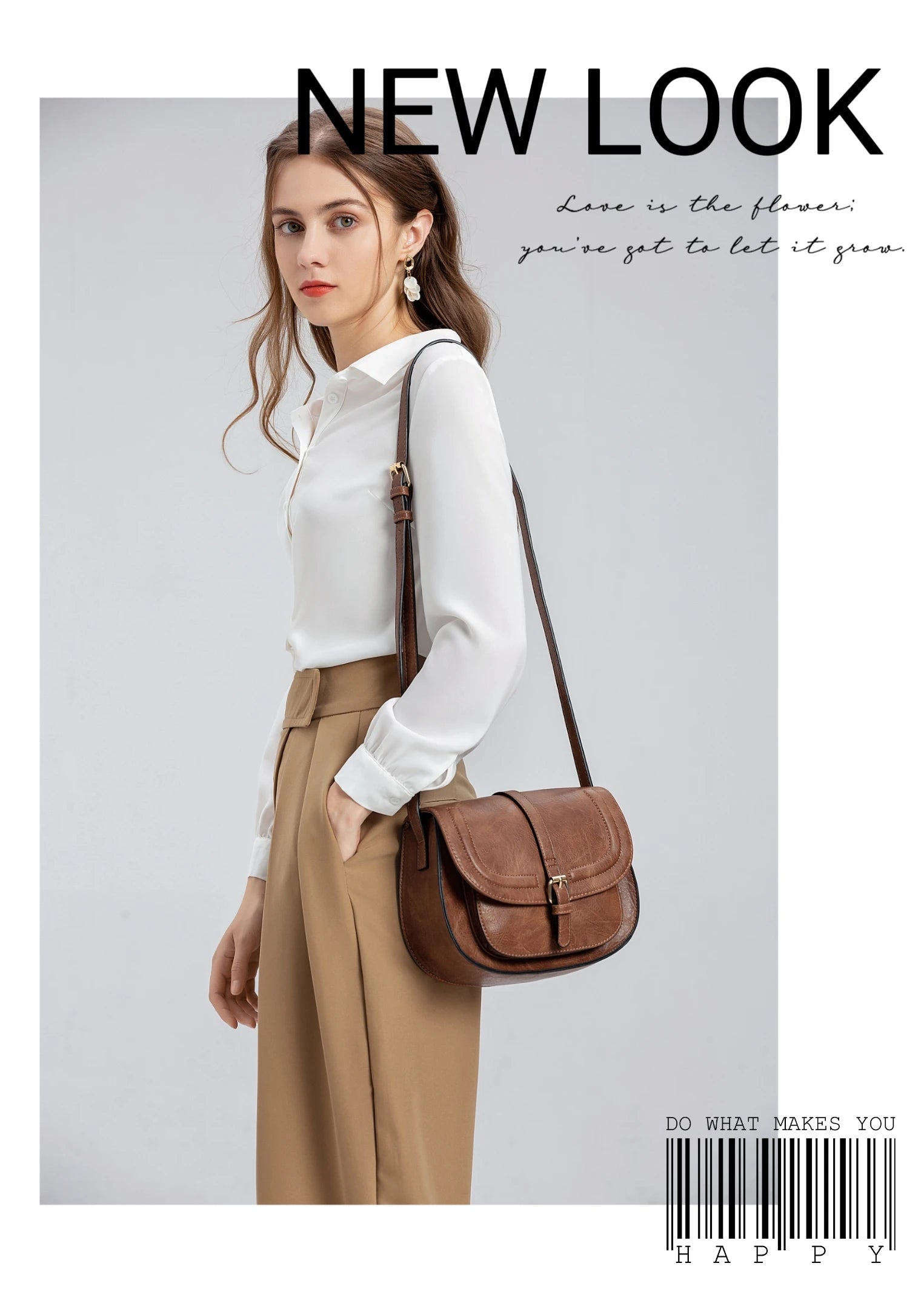 Besty Bewildered Crossbody Bag for Women Small Satchel and Shoulder Bag Vintage Saddle Vegan Leather