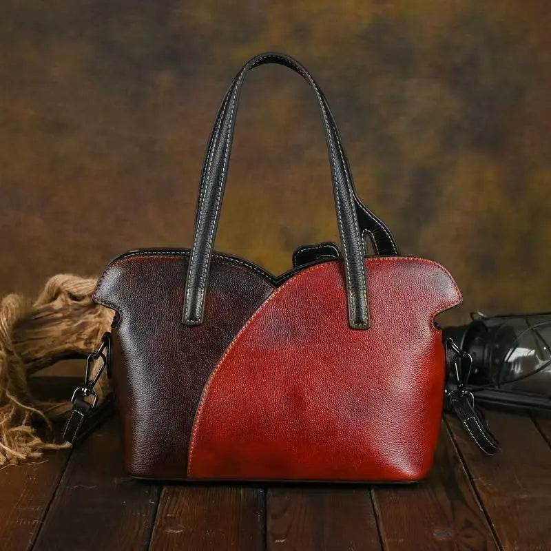 Woman Floral Tote Bags 2025 New Handmade Cow Leather Shoulder or Crossbody Bag - Dressect