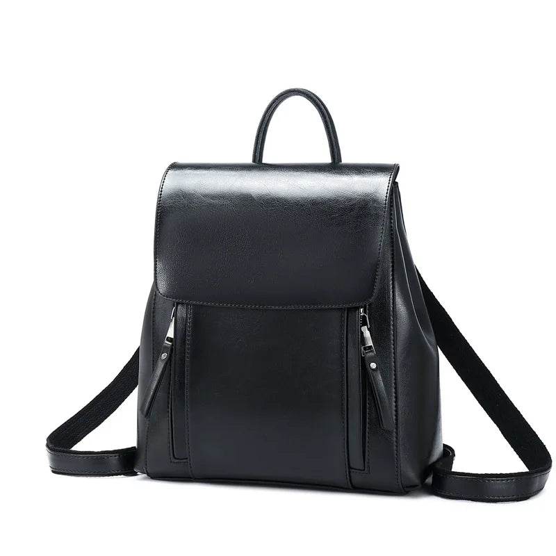 Women Backpack Cross body Shoulder Bag Genuine Leather Female Natural Skin Book Laptop Rucksack Messenger Bags - Dressect