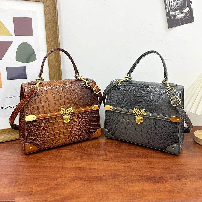 Designer Women Crocodile Pattern Crossbody Bag - Dressect