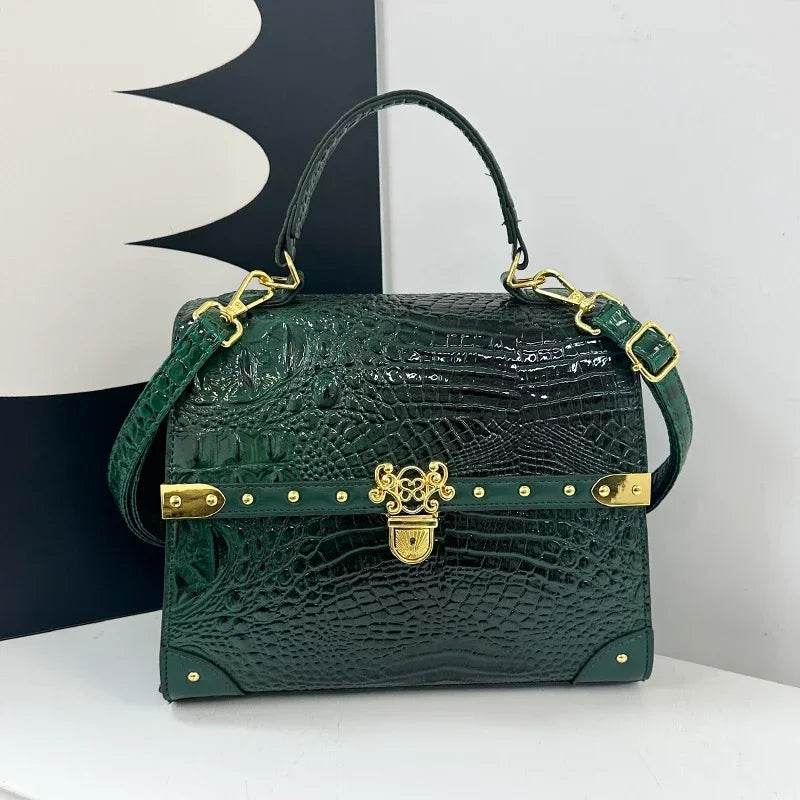 Designer Women Crocodile Pattern Crossbody Bag - Dressect
