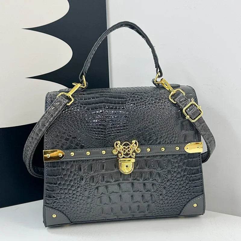 Designer Women Crocodile Pattern Crossbody Bag - Dressect