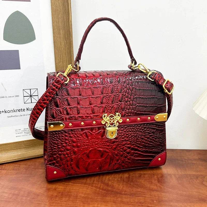 Designer Women Crocodile Pattern Crossbody Bag - Dressect