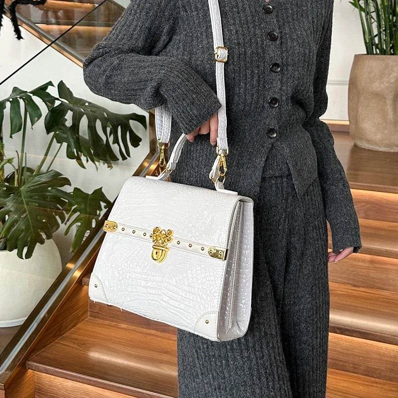 Designer Women Crocodile Pattern Crossbody Bag - Dressect