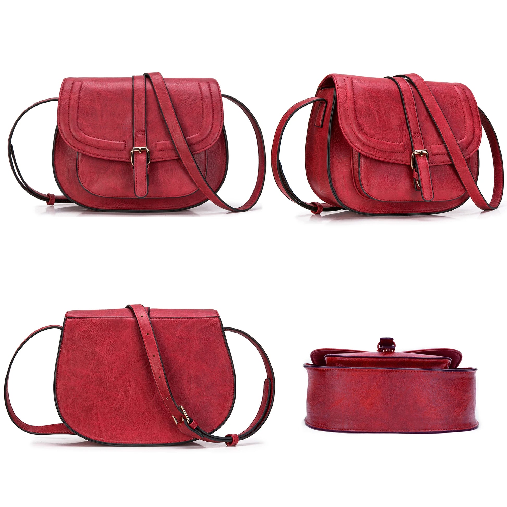 Besty Bewildered Crossbody Bag for Women Small Satchel and Shoulder Bag Vintage Saddle Vegan Leather