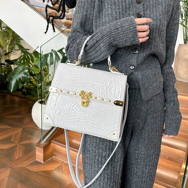 Designer Women Crocodile Pattern Crossbody Bag - Dressect
