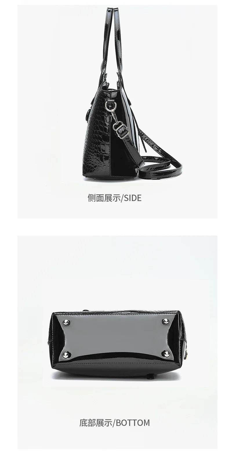 Leather Glossy Women's Handbag 2025 New Women's 2 in 1 Composite Bags Bag Large Capacity One Shoulder Crossbody Bag - Dressect