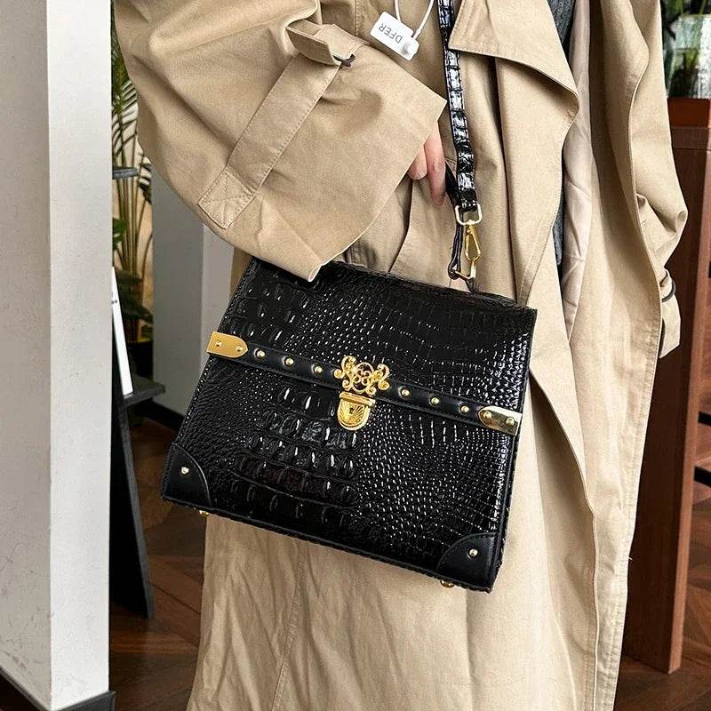 Designer Women Crocodile Pattern Crossbody Bag - Dressect