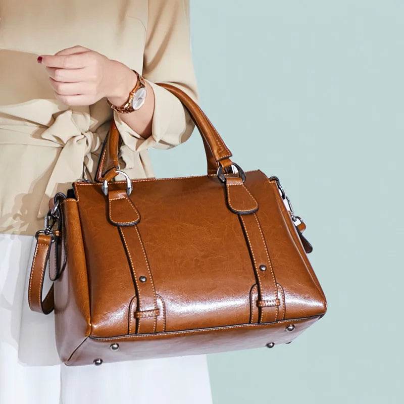 Tote Bag - Genuine Leather Women Shoulder Cross body Handbag - Dressect