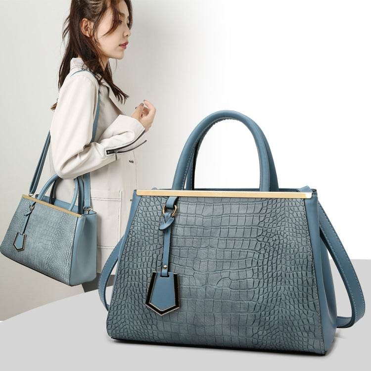 Women Stone Pattern Patchwork Handbag Shoulder Bag Crossbody Bag(Blue) - Dressect