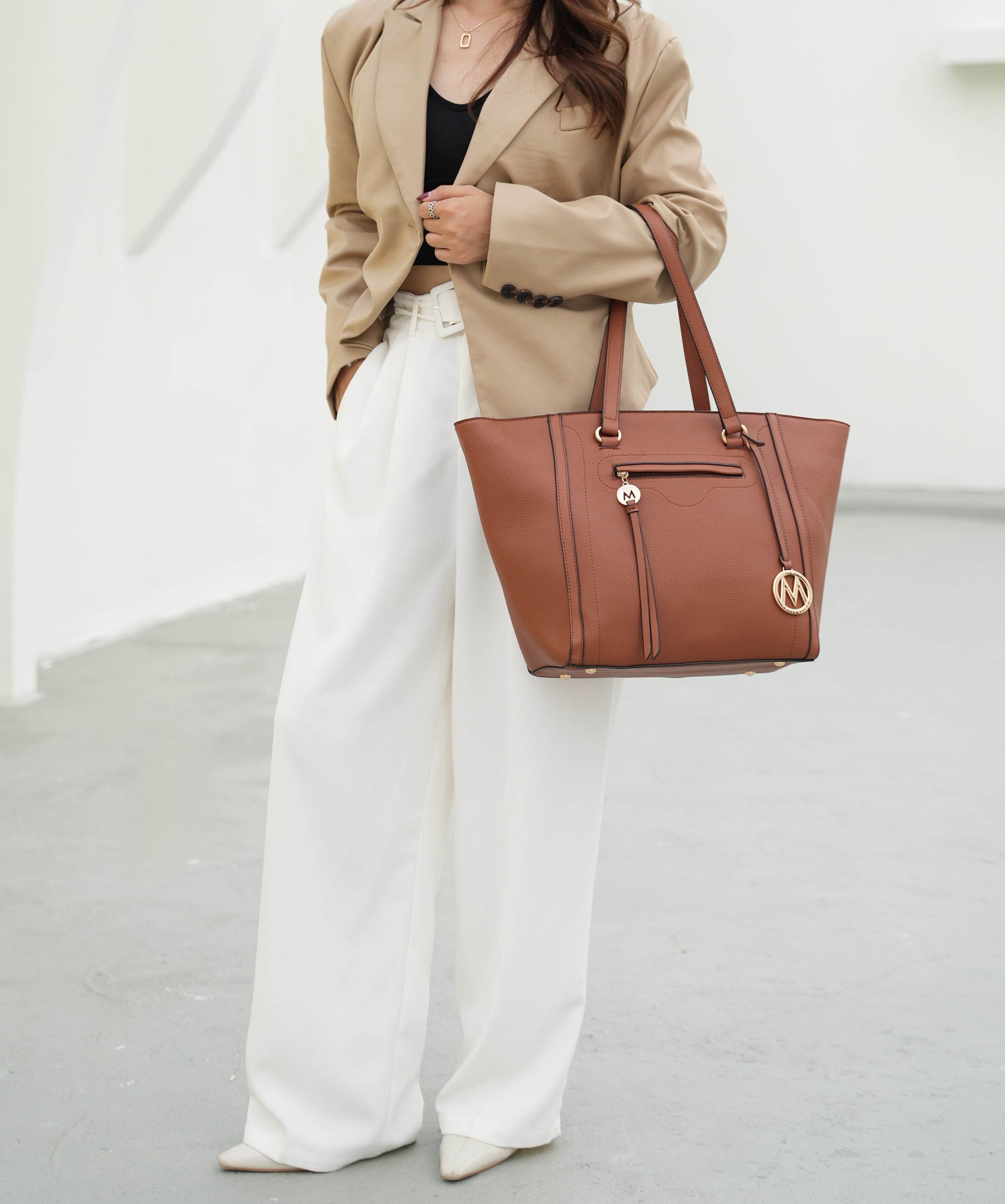Alexandra Vegan Leather Women Tote Handbag with Wallet - Dressect