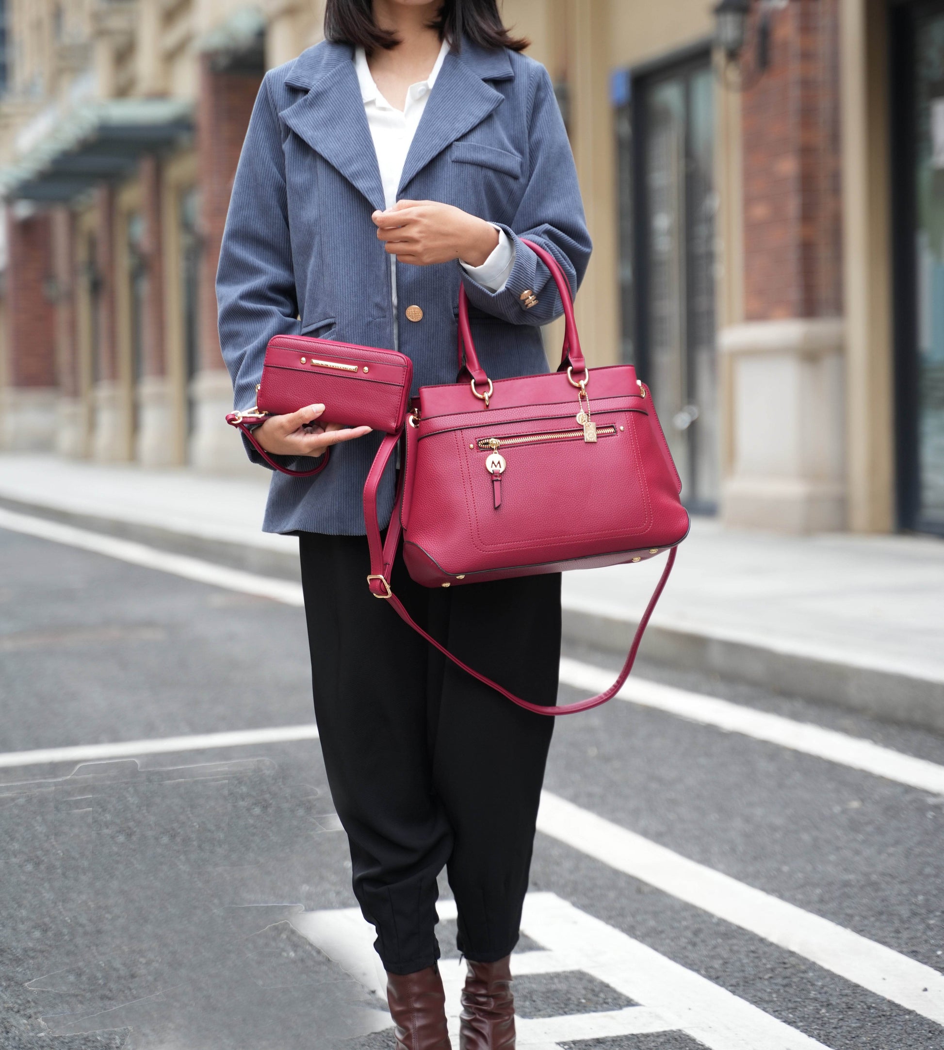 Gardenia Vegan Leather Women Tote Bag with Wallet - Dressect