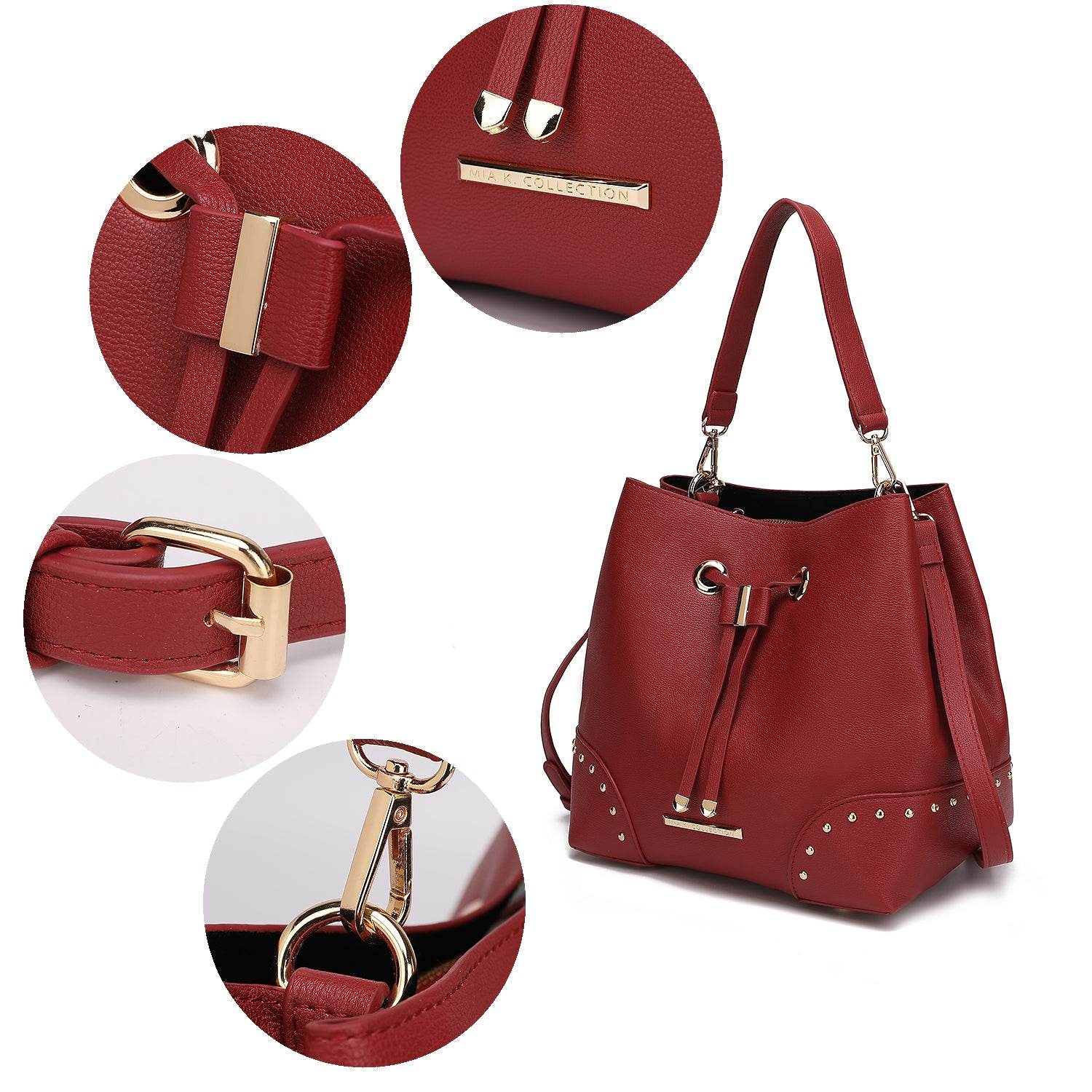 Callie Solid Bucket Bag with matching Wallet - Dressect