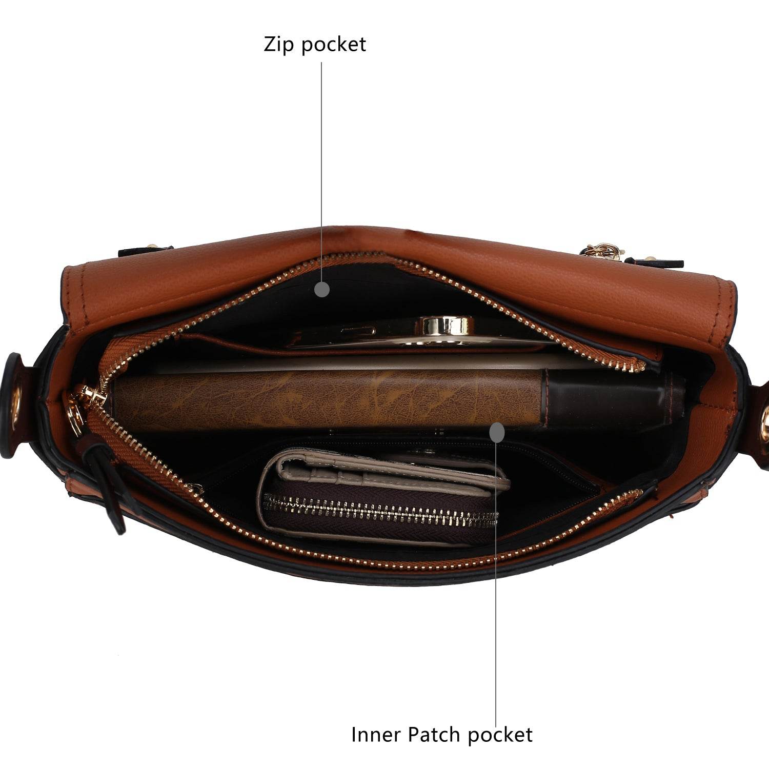 Drew Vegan Leather Color Block Women Shoulder Bag - Dressect
