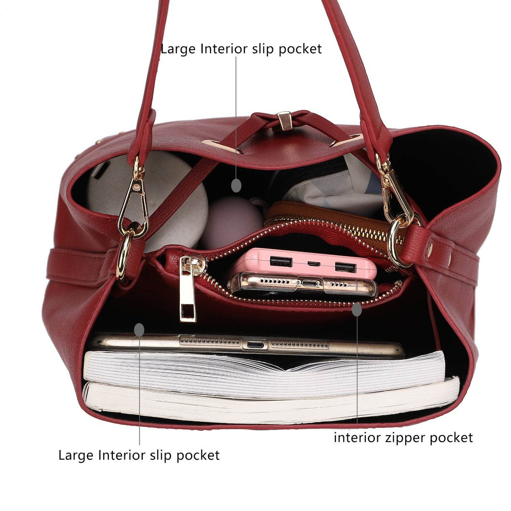 Callie Solid Bucket Bag with matching Wallet - Dressect